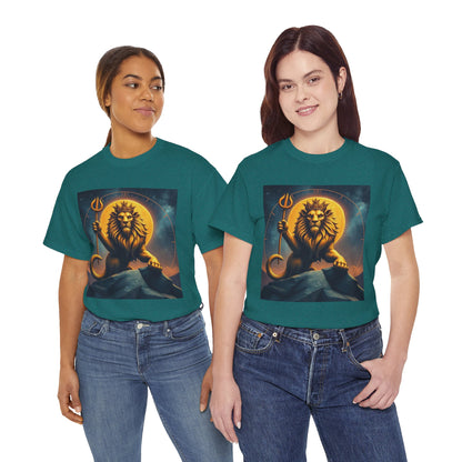 Unisex Heavy Cotton T-Shirt, King of Lions v2, Leo Zodiac Design