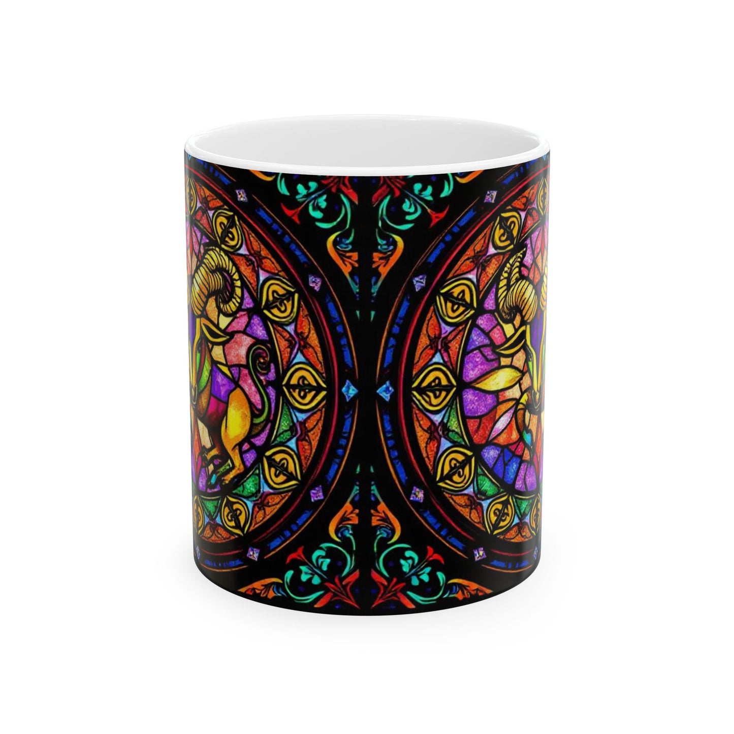 Ceramic Mug, (11oz, 15oz), Ceramic Coffee Mug, AOP, Glass Design, Taurus Zodiac