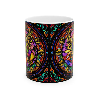 Ceramic Mug, (11oz, 15oz), Ceramic Coffee Mug, AOP, Glass Design, Taurus Zodiac