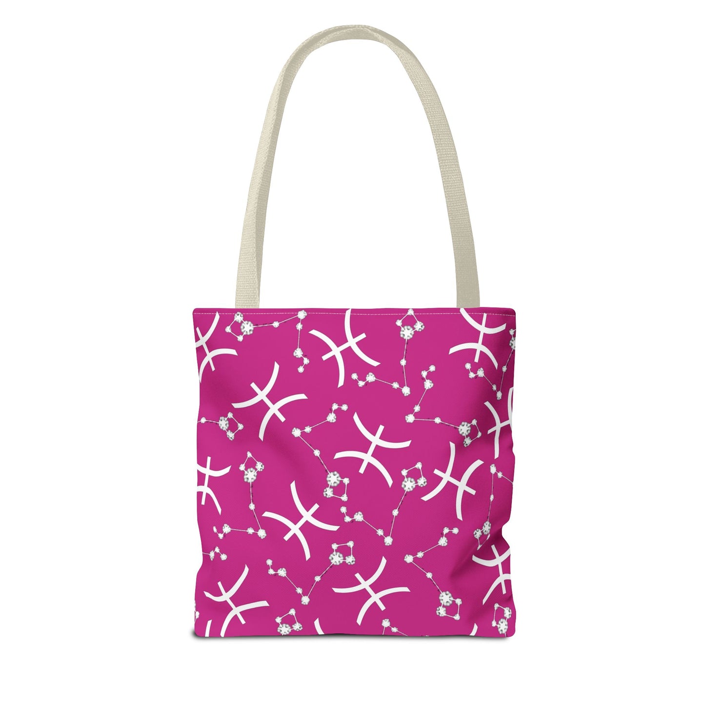 Tote Bag, Pisces Zodiac Sign, AOP, (Pink, White)