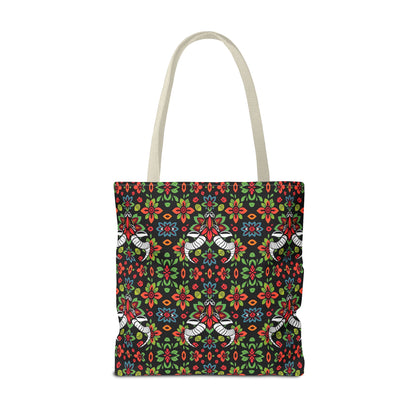 Tote Bag (AOP), Taurus, Zodiac v1, Flower Pattern