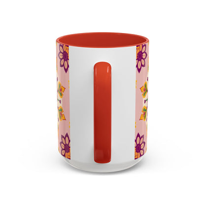Accent Coffee Mug, Sagittarius, Zodiac v4. Flower Pattern, (11, 15oz)