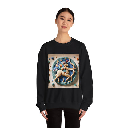 Unisex Heavy Blend™ Crewneck Sweatshirt, Colorful Horse, Sagittarius Zodiac Design