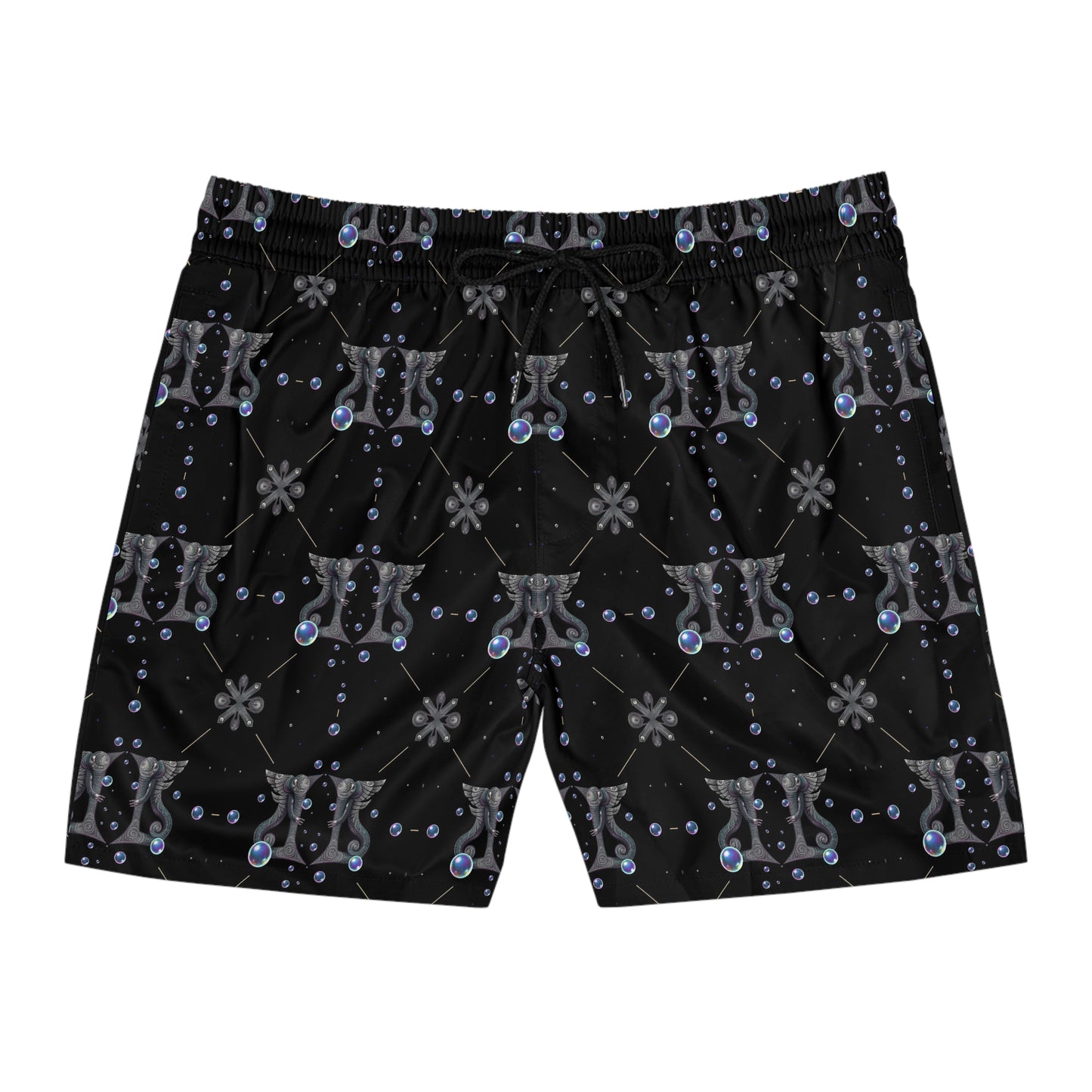 Men's Mid-Length Swim Shorts, (AOP), Gemini, Zodiac v3, Bubble Pattern