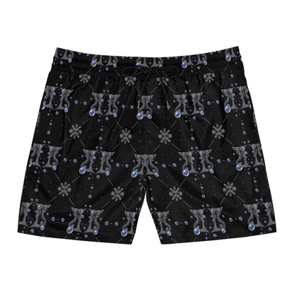 Men's Mid-Length Swim Shorts, (AOP), Gemini, Zodiac v3, Bubble Pattern