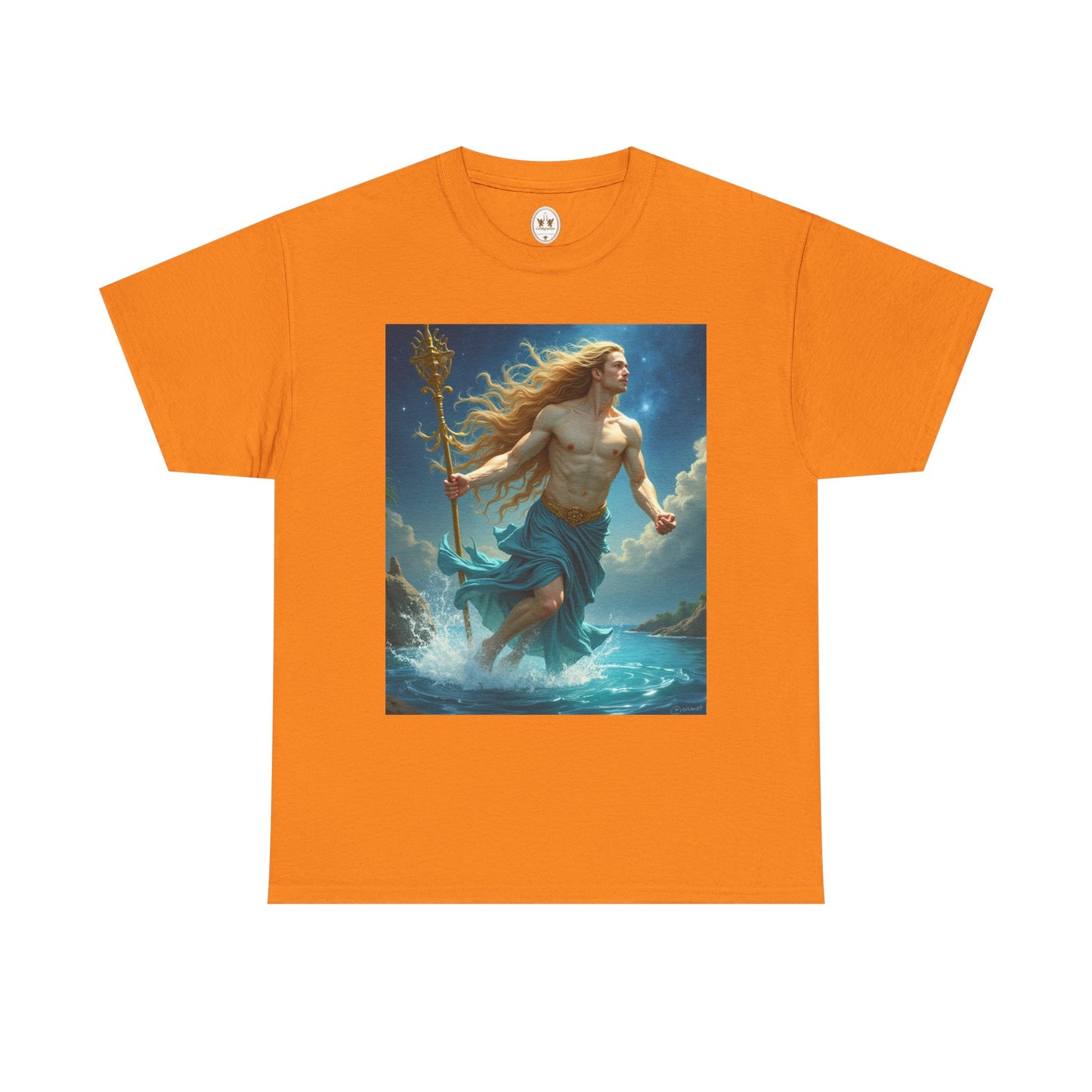 Unisex Heavy Cotton T-Shirt, Realistic, Aquarius Zodiac Design