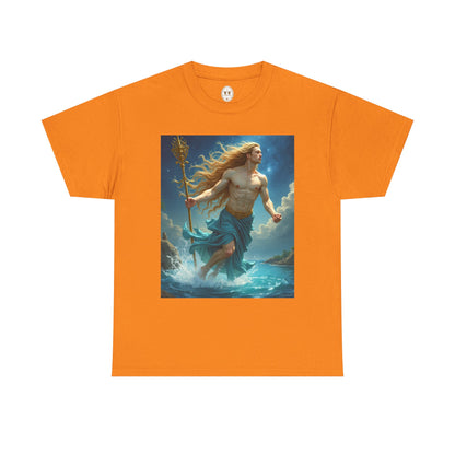 Unisex Heavy Cotton T-Shirt, Realistic, Aquarius Zodiac Design