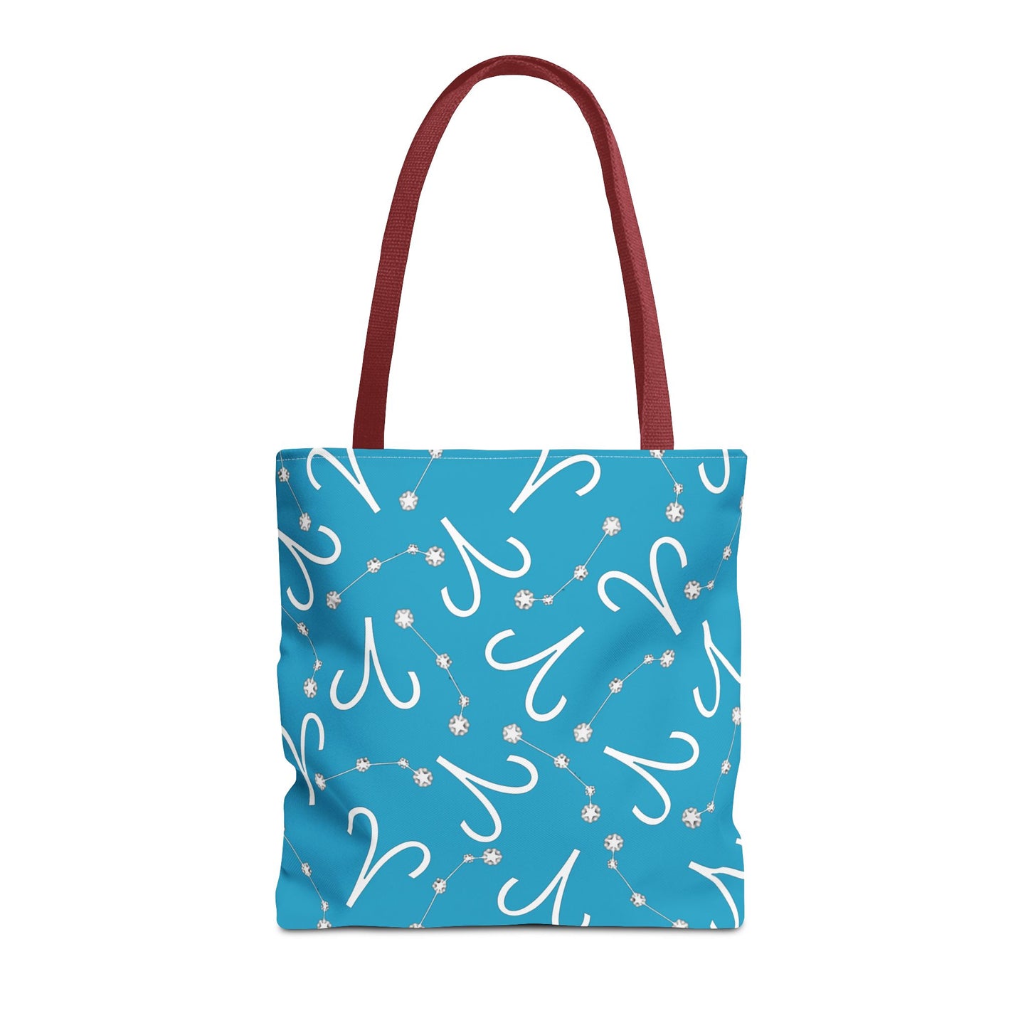 Tote Bag, Aries Zodiac Sign, AOP, (Turquoise, White)