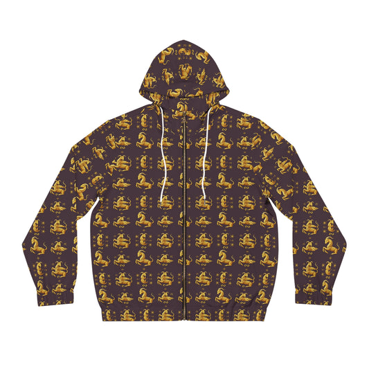 Full-Zip Hoodie (AOP), Capricorn, Zodiac, Pattern