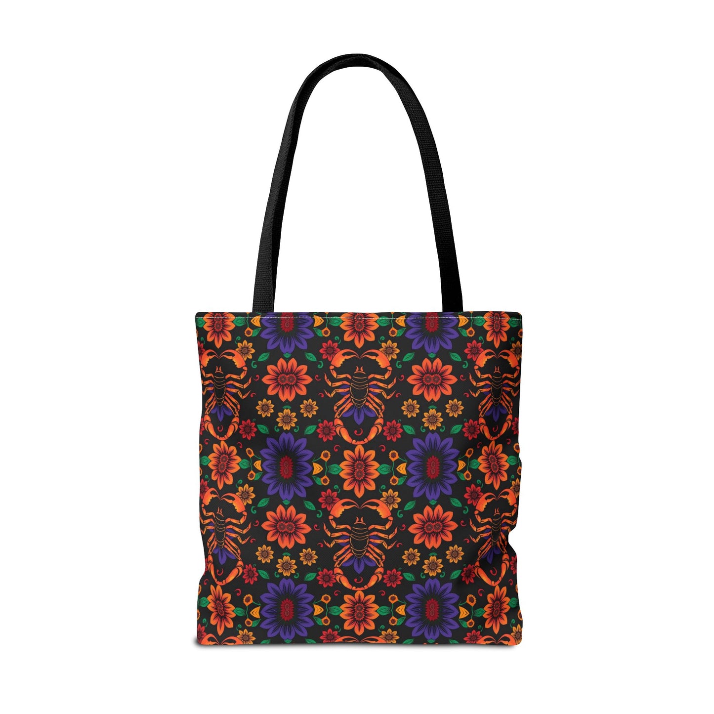 Tote Bag, (AOP), Scorpio, Zodiac v6, Flower Pattern
