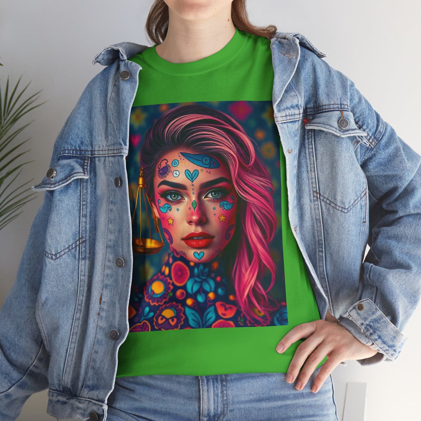 Unisex Heavy Cotton T-Shirt, Libra, Zodiac v2, Sexy Art