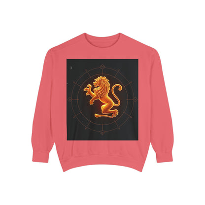 Garment-Dyed Sweatshirt, Unisex, Space Animal Design v1, Leo