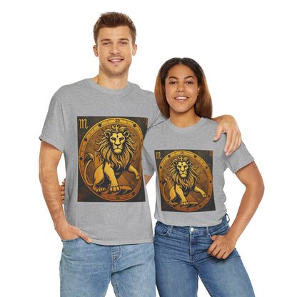 Unisex Heavy Cotton T-Shirt, Gold Lion, Leo Zodiac Design