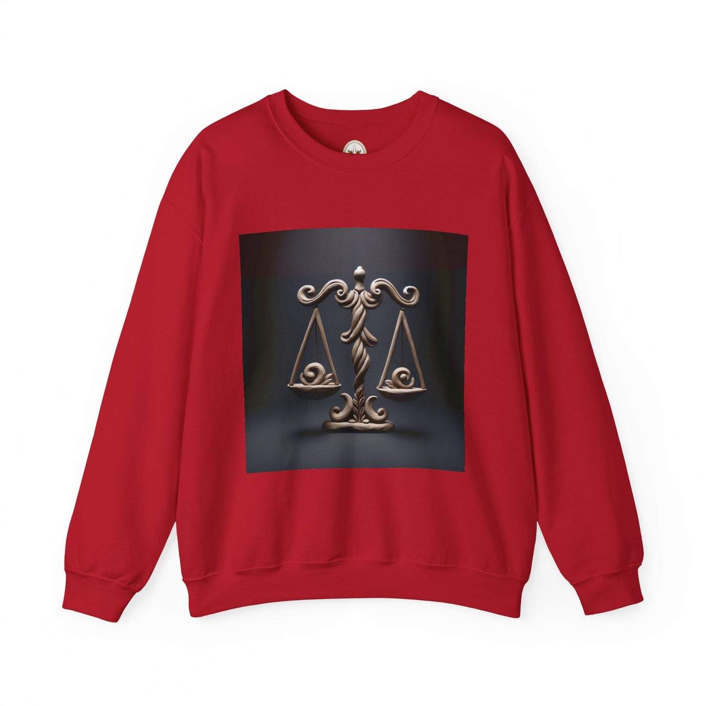 Unisex Heavy Blend™ Crewneck Sweatshirt, Brown Scale, Libra Zodiac Design