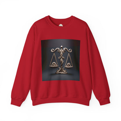 Unisex Heavy Blend™ Crewneck Sweatshirt, Brown Scale, Libra Zodiac Design