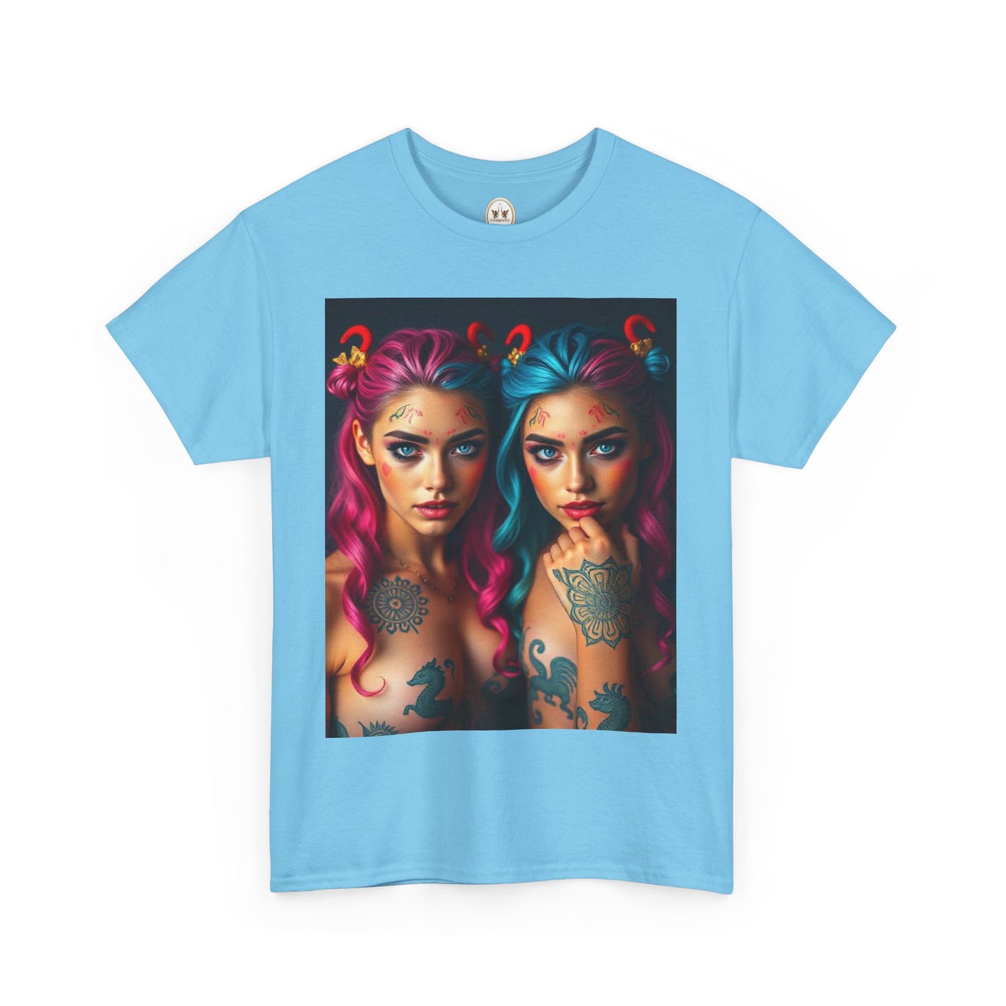 Unisex Heavy Cotton T-Shirt, Gemini, Zodiac v1, Sexy Art