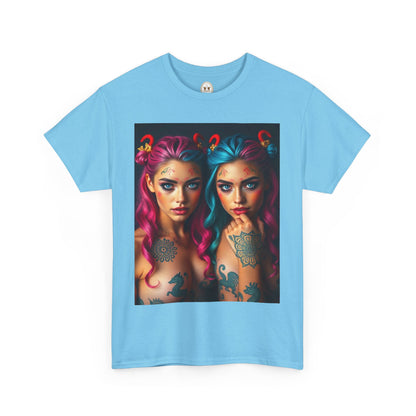 Unisex Heavy Cotton T-Shirt, Gemini, Zodiac v1, Sexy Art