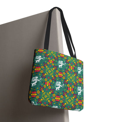 Tote Bag, (AOP), Sagittarius, Zodiac v6, Flower Pattern
