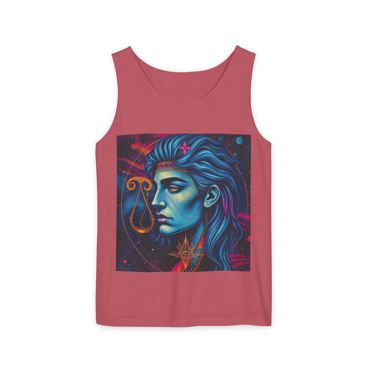 Unisex Garment-Dyed, Tank Top, Libra Design, Pop Art v1, 100% US cotton