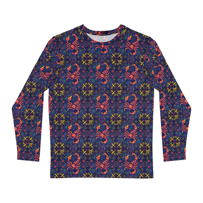 Men's Long Sleeve Shirt, (AOP), Scorpio, Zodiac v4, Pattern