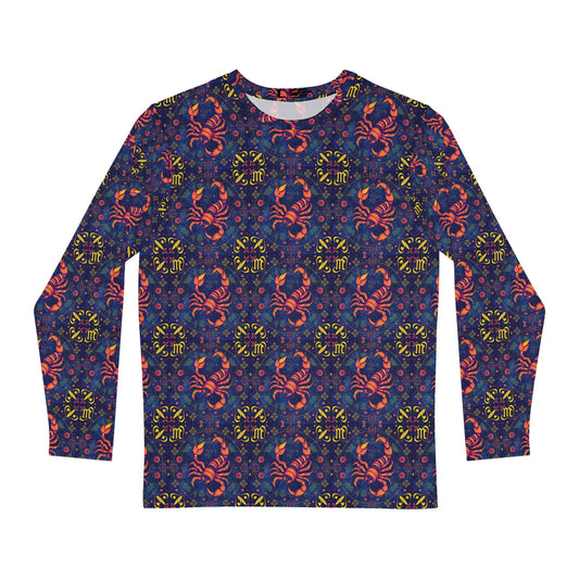 Men's Long Sleeve Shirt, (AOP), Scorpio, Zodiac v4, Pattern