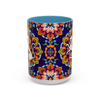 Accent Coffee Mug, Virgo, Zodiac v4. Flower Pattern, (11, 15oz)