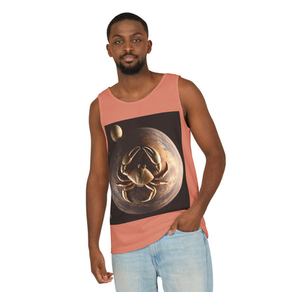 Unisex Garment-Dyed, Tank Top, Cancer Design, Planet Crab v1, 100% US cotton