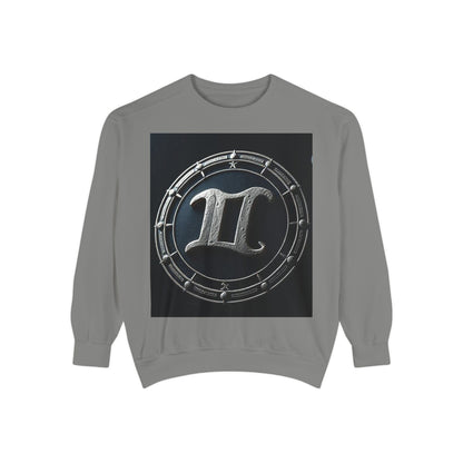 Garment-Dyed Sweatshirt, Unisex, Space Symbol Design v1, Gemini