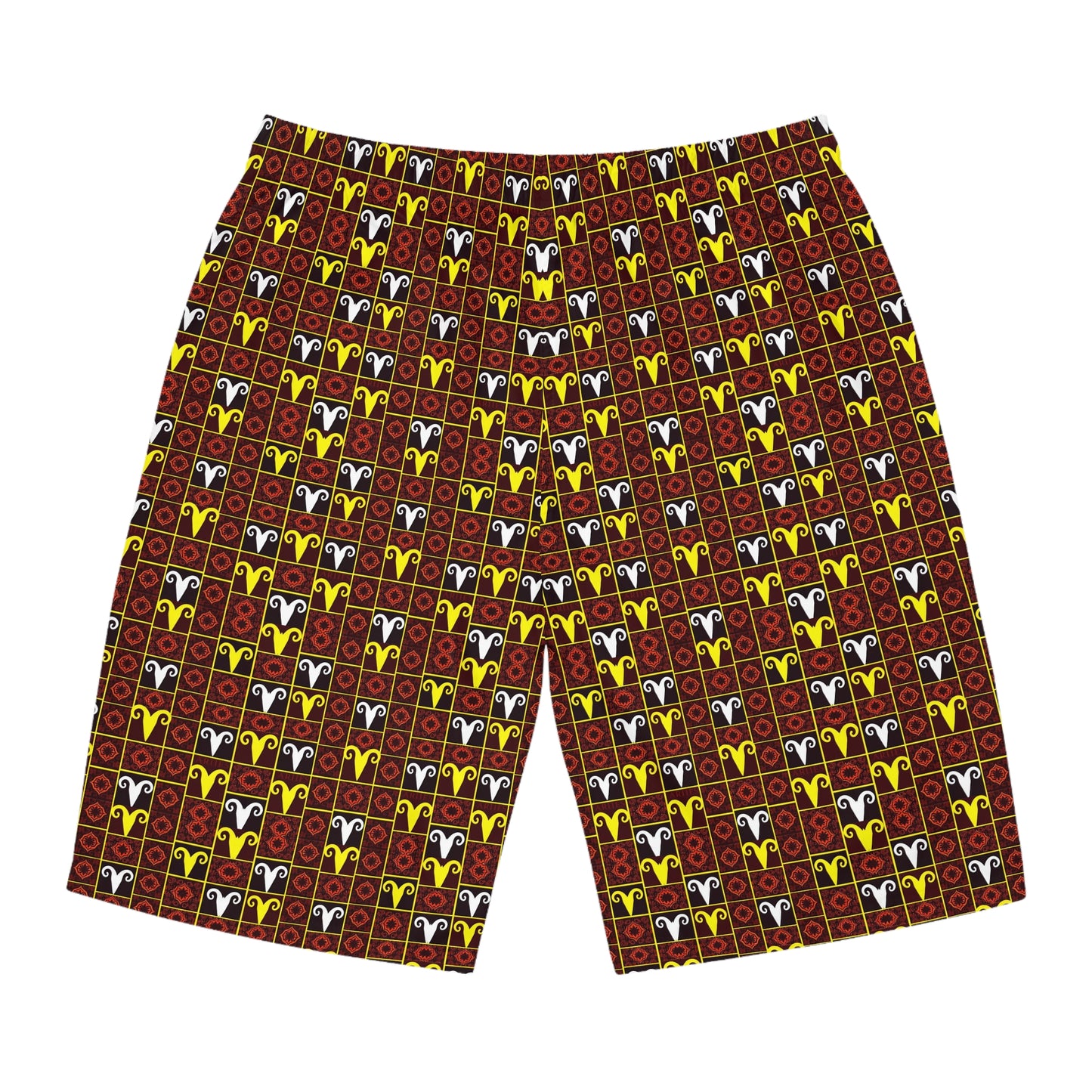 Men's Board Shorts, (AOP), Aries, Zodiac, Shape Pattern