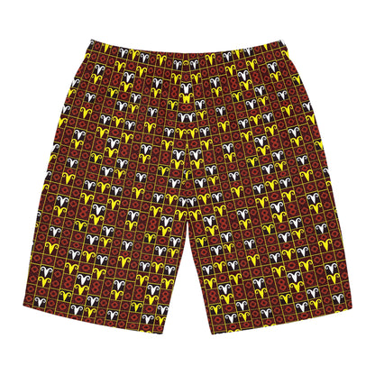 Men's Board Shorts, (AOP), Aries, Zodiac, Shape Pattern