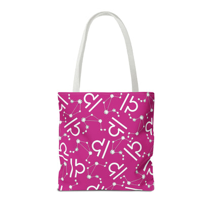 Tote Bag, Libra Zodiac Sign, AOP, (Pink, White)