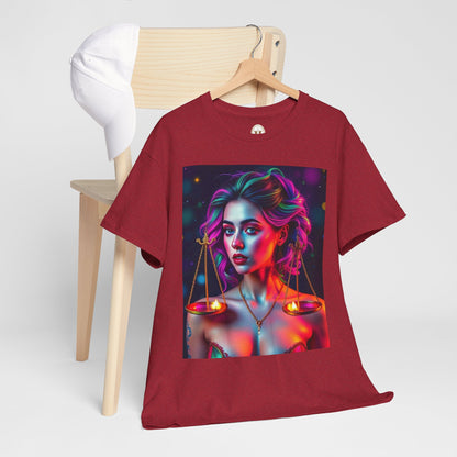 Unisex Heavy Cotton T-Shirt, Libra, Zodiac v3, Sexy Art