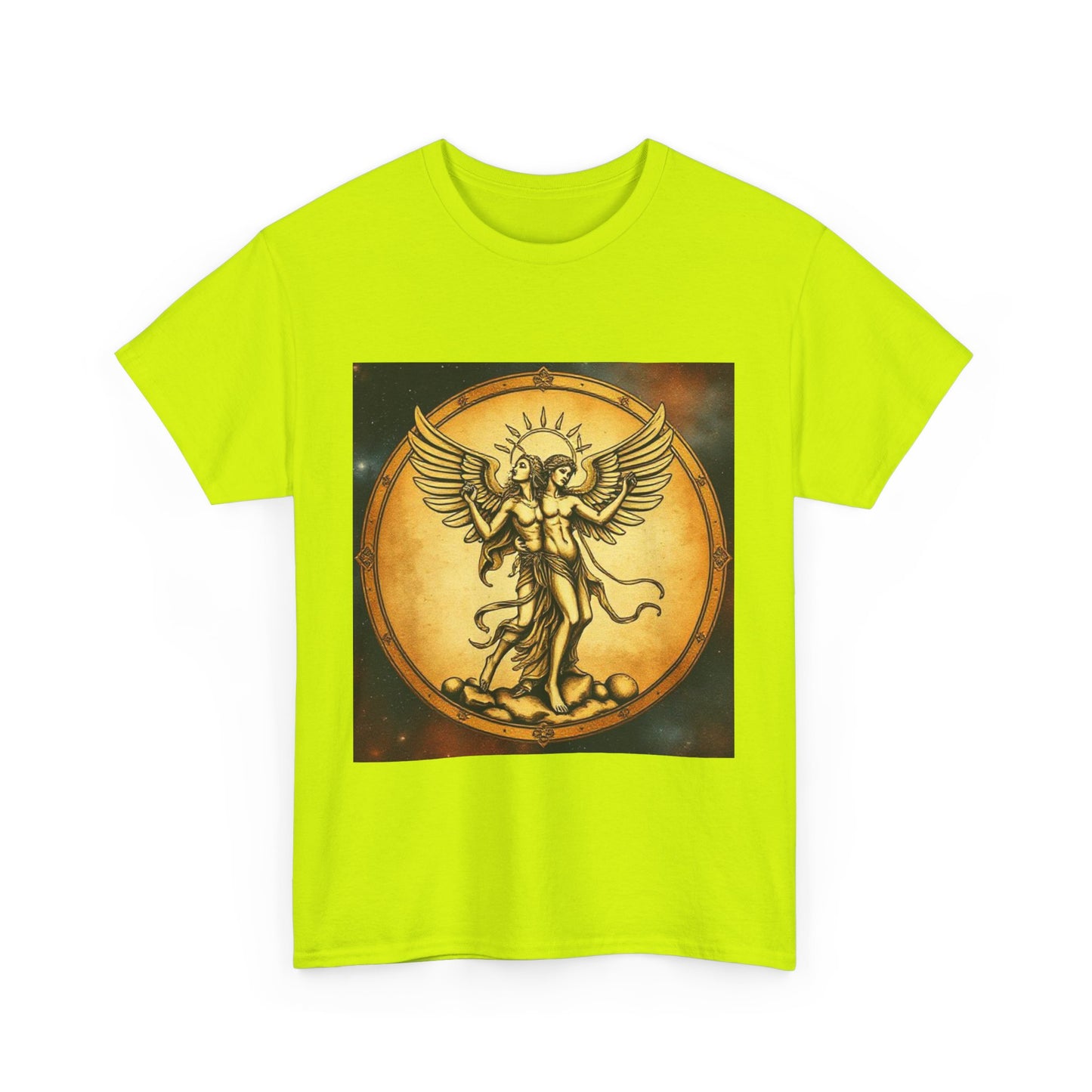 Unisex Heavy Cotton T-Shirt, Twin Angel v1, Gemini Zodiac Design