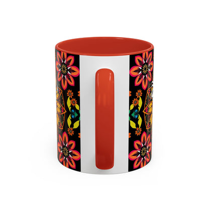 Accent Coffee Mug, Sagittarius, Zodiac v2. Flower Pattern, (11, 15oz)