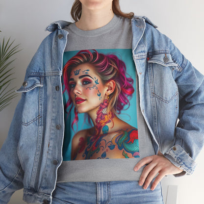 Unisex Heavy Cotton T-Shirt, Pisces, Zodiac v3, Sexy Art