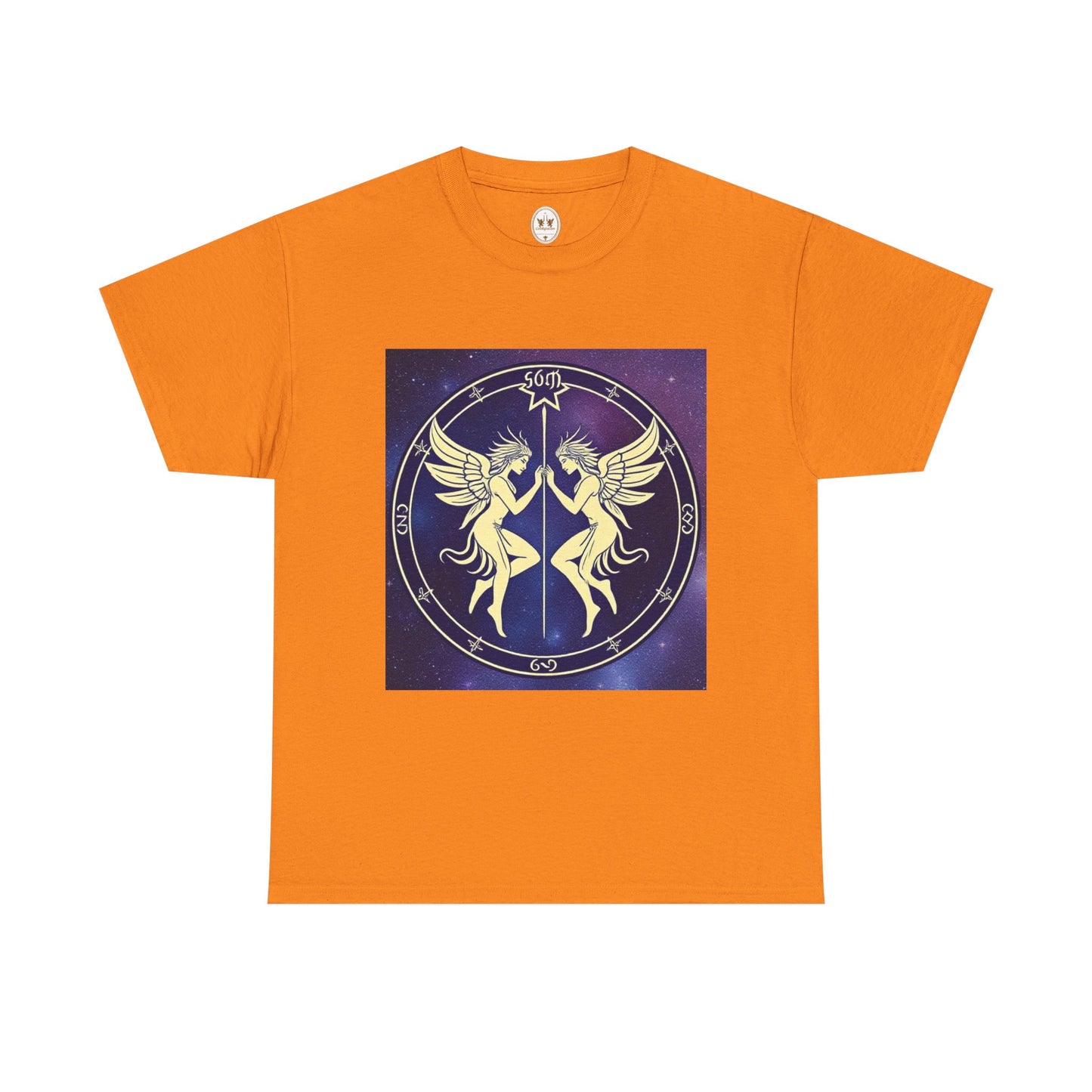 Unisex Heavy Cotton T-Shirt, Space Angel Twins, Gemini Zodiac Design