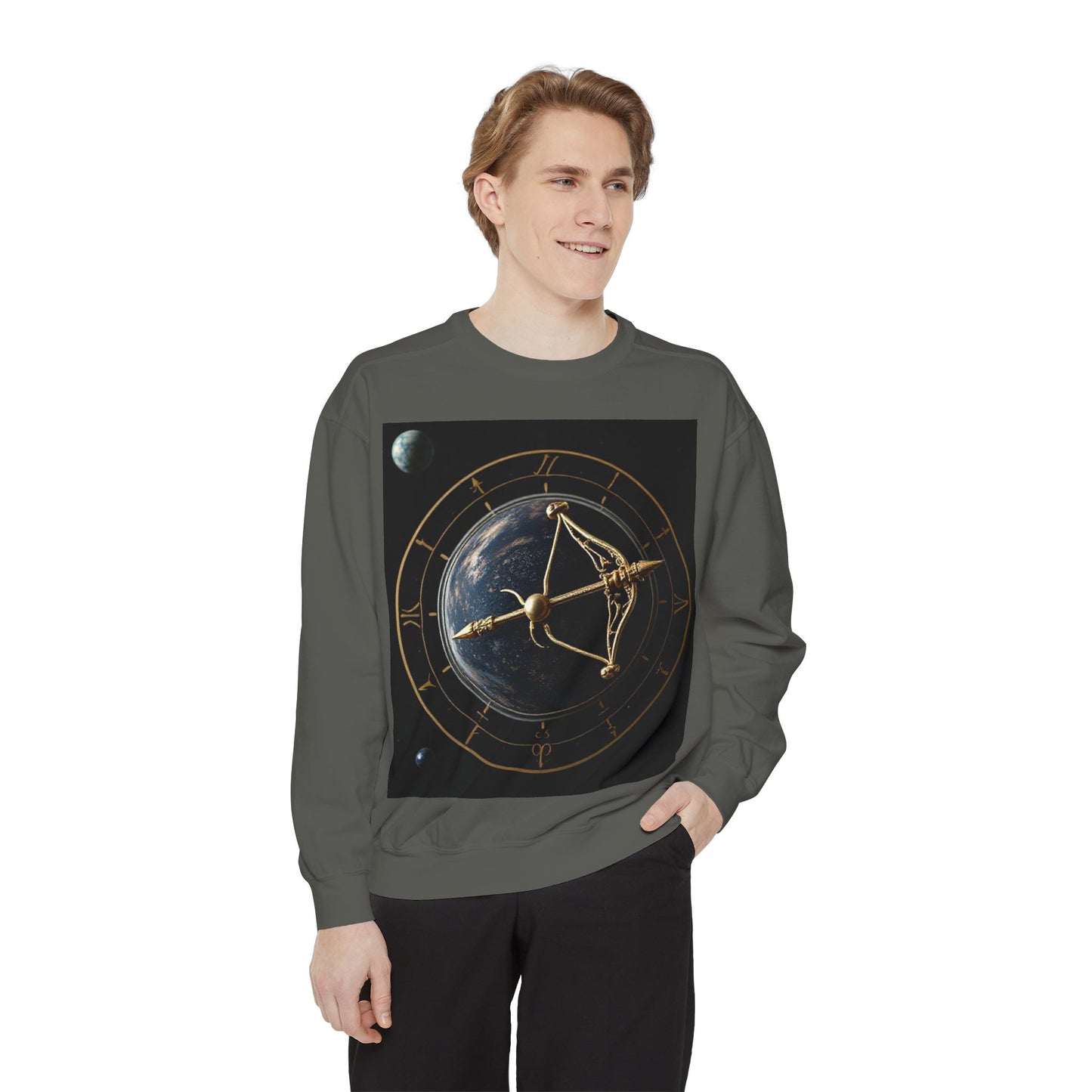 Garment-Dyed Sweatshirt, Unisex, Space Symbol Design v1, Sagittarius