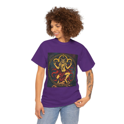 Unisex Heavy Cotton T-Shirt, Aries God 3v, Zodiac Design