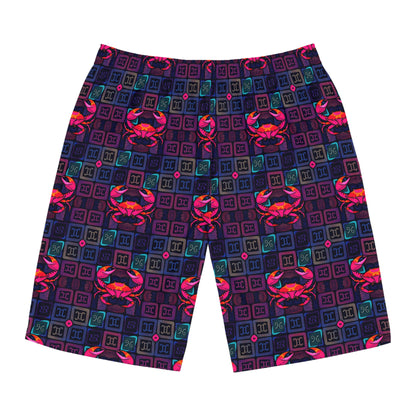 Men's Board Shorts, (AOP), Cancer, Zodiac v2, Shape Pattern