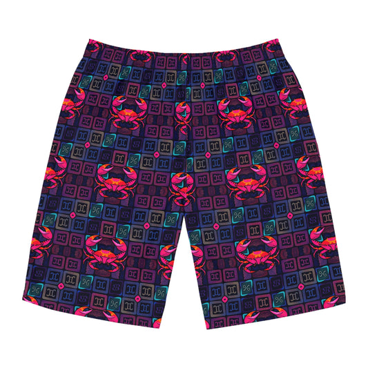Men's Board Shorts, (AOP), Cancer, Zodiac v2, Shape Pattern