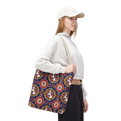 Tote Bag, (AOP), Virgo, Zodiac v3, Flower Pattern