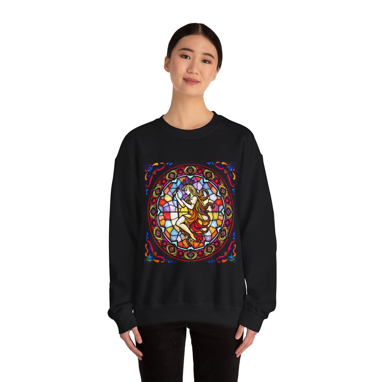 Unisex Heavy Blend™ Crewneck Sweatshirt, Glass, Virgo Zodiac Design