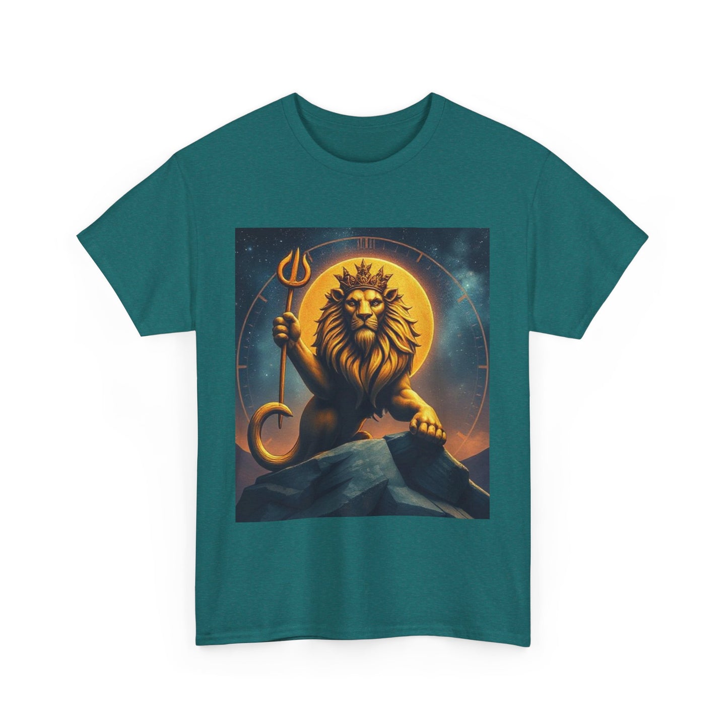 Unisex Heavy Cotton T-Shirt, King of Lions v2, Leo Zodiac Design