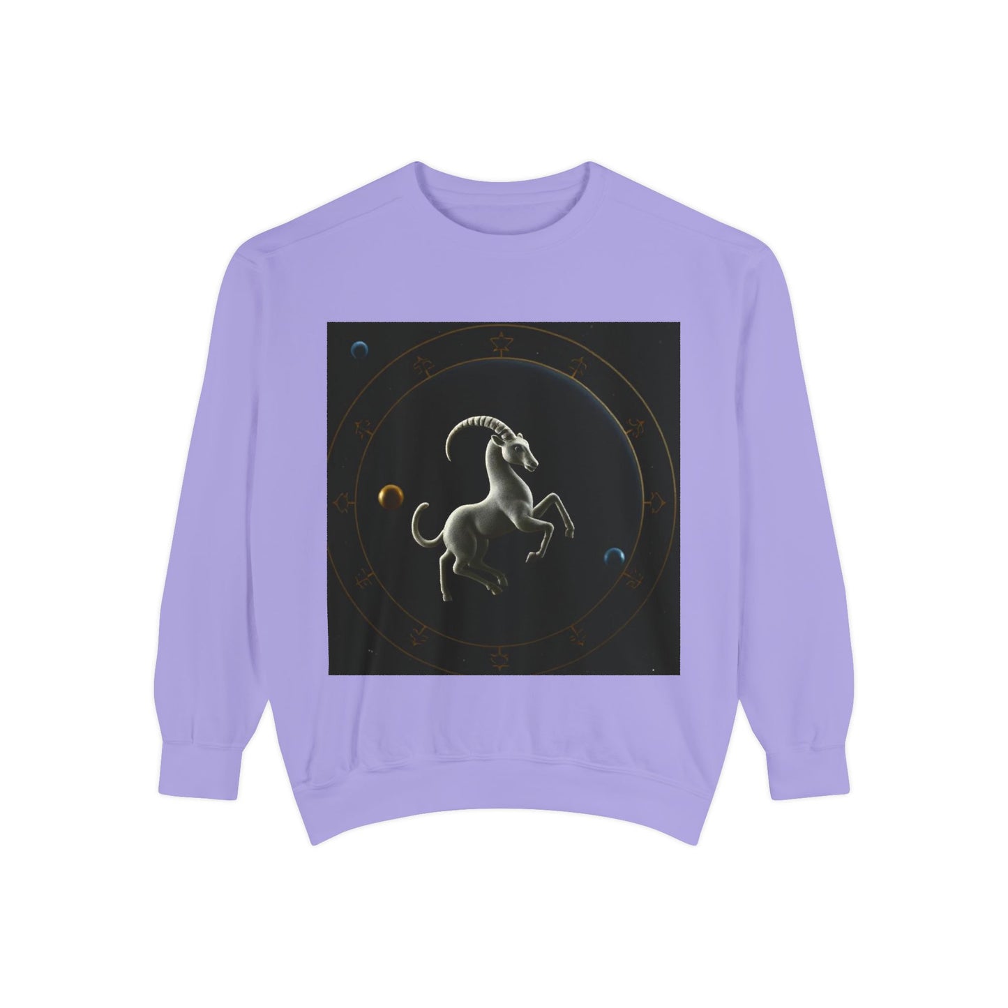 Garment-Dyed Sweatshirt, Unisex, Space Animal Design v1, Capricorn