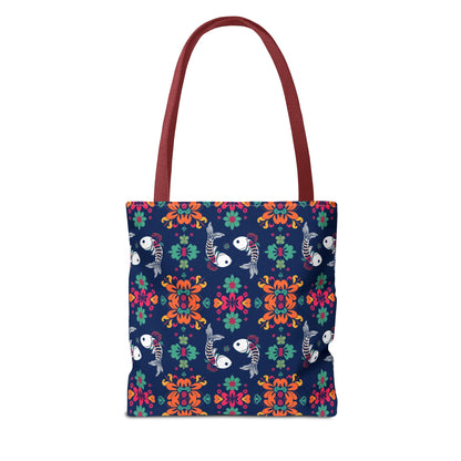 Tote Bag (AOP), Pisces, Zodiac, Flower Pattern