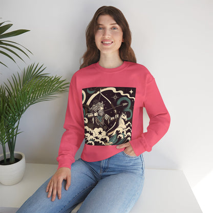 Unisex Heavy Blend™ Crewneck Sweatshirt, Man With Arrow Sagittarius Zodiac Design