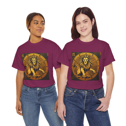 Unisex Heavy Cotton T-Shirt, Gold Lion v1, Leo Zodiac Design