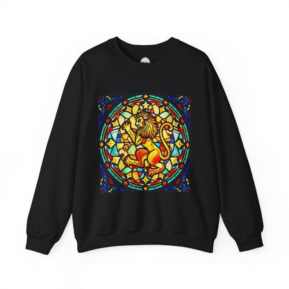 Unisex Heavy Blend™ Crewneck Sweatshirt, Glass 1, Leo Zodiac Design
