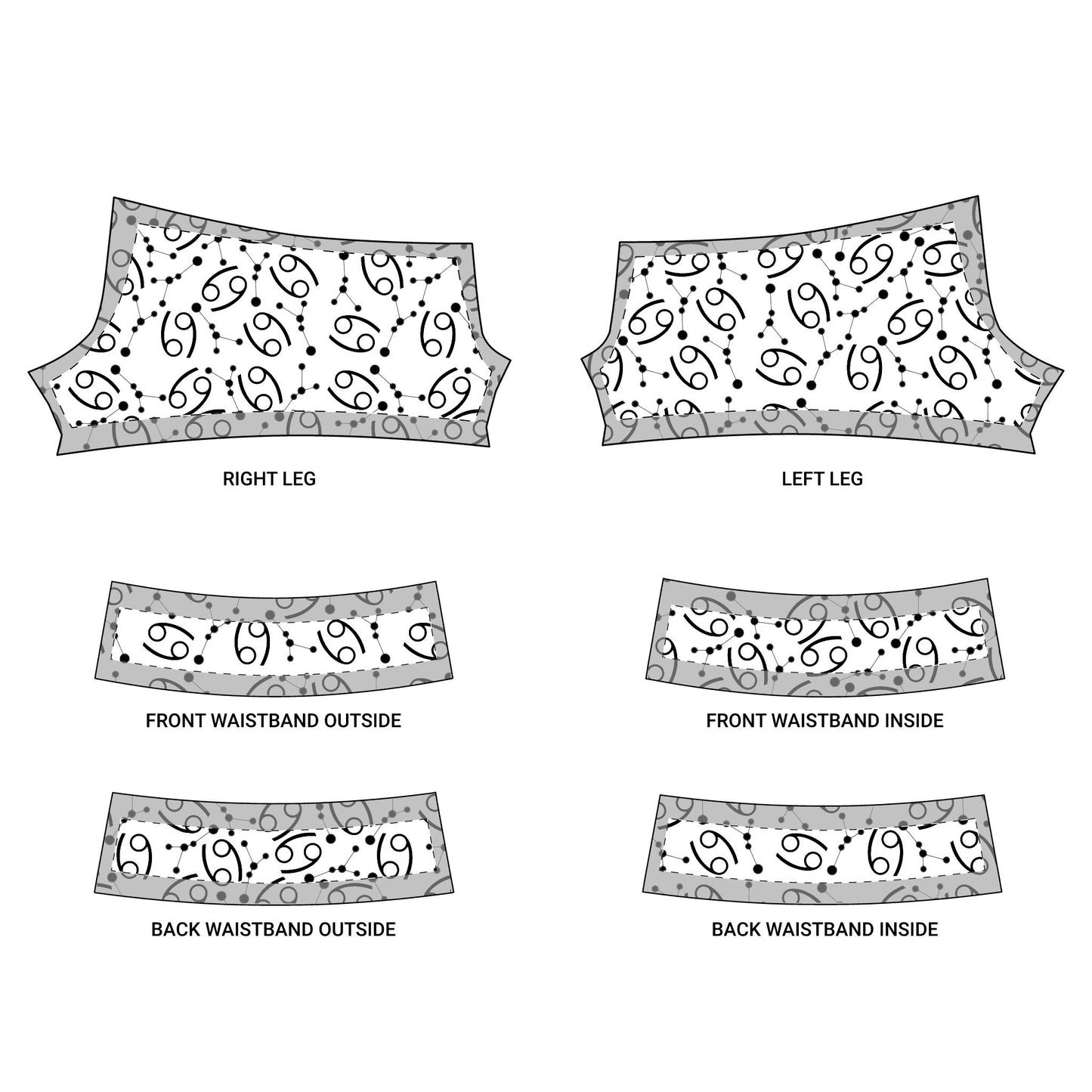 Women's Polyester Yoga Shorts with the Cancer Zodiac sign (AOP)