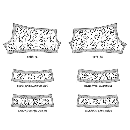 Women's Polyester Yoga Shorts with the Cancer Zodiac sign (AOP)